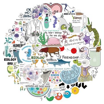 Biology Cartoon Stickers - Creative Graffiti Decals for Notebook Skateboard Laptop