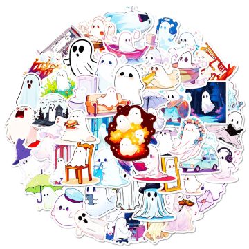 Cute Halloween Ghost Stickers Funny Cartoon Decal for Kids DIY Notebook Fridge Phone Luggage Laptop