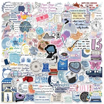 Aesthetic Cartoon Singer Album Lyric Stickers for Luggage & Electronics