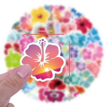 Hibiscus Flowers Cartoon Stickers Guitar Skateboard Kids