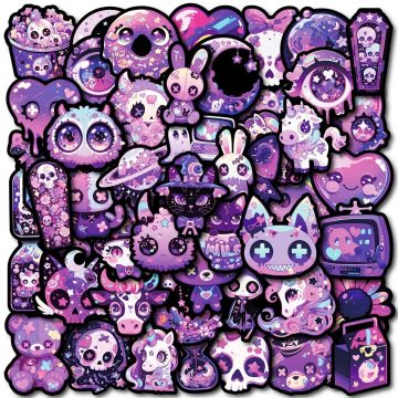 Purple Gothic Magic Horror Stickers - Goth Graffiti Decals for Snowboard Laptop