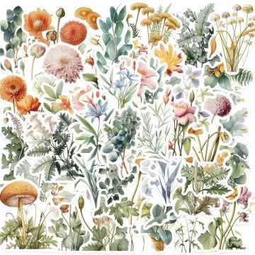 Watercolor Flower PVC Stickers - Colorful Scrapbooking Stationery School Supplies