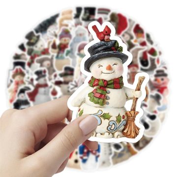 Cute Snowman Christmas Stickers - Waterproof Cartoon Decals for DIY Notebook Laptop Phone Bike Fridge
