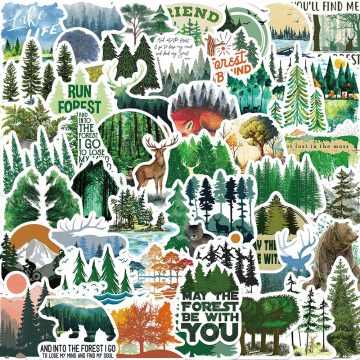 Green Natural Forest Stickers - Aesthetic DIY Scrapbook Skateboard Luggage Fridge Decoration