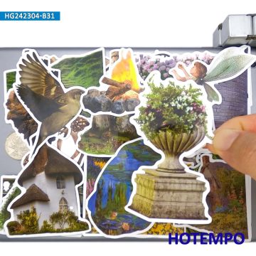 Nostalgic Travel Landscape Stickers - Rustic Scenery Decals for Scrapbook