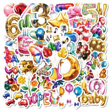 Cartoon Party Balloon Stickers for Helmet, Wall, DIY Decor