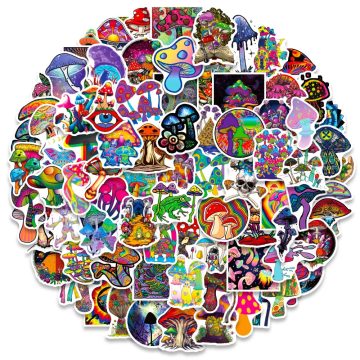 Psychedelic Mushroom Fantasy Aesthetic Graffiti Stickers For Laptop Skateboard
