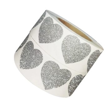 Silver Dot and Heart Shaped Stickers for Gift and Card Decoration