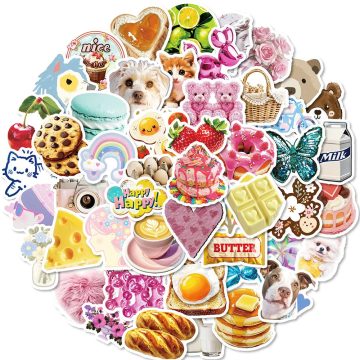 Girls Dessert Cartoon Stickers - DIY Graffiti Decals for Phone Notebook Fridge