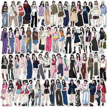 Mocha Girl Fashion Stickers Wall Notebook Graffiti