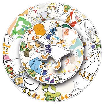 Big White Goose Cartoon Stickers - Funny Animal Graffiti Decals for Car Bike