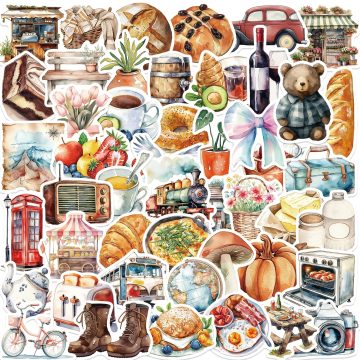 Cartoon Holiday Travel Stickers for Suitcase, Skateboard, Laptop, Luggage, Phone, Car, Food and Drink Decals