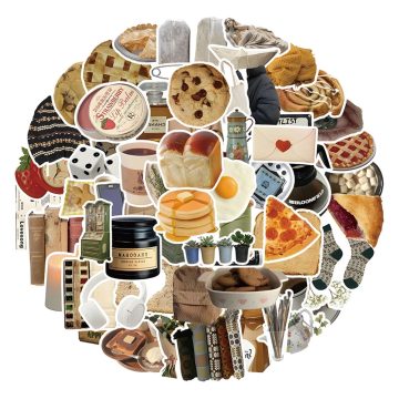Vintage Biscuit Food Stickers - Cartoon Graffiti Decals for Suitcase & Notebook