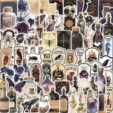 Gothic Horror Poison Bottle Stickers for Luggage & Guitar