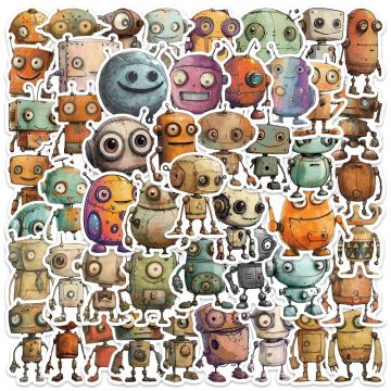Cute Cartoon Whimsical Robot Stickers for Laptop, Water Bottle, Luggage, Notebook, Waterproof Graffiti Vinyl Decals