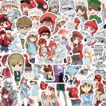 Cell Animation Stickers for Laptop, Phone, Suitcase, Water Bottle, Scooter, Stationery, and Refrigerator