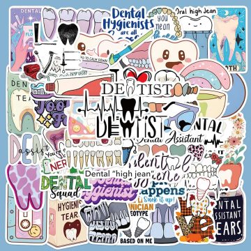 Cartoon Teeth Health Stickers for Helmet, Wall, DIY Decor