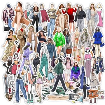 Fashion Hand-Painted Girl Stickers - DIY Scrapbooking Journal Collage Album Characters Clothing