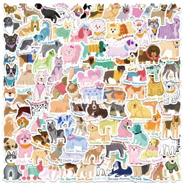 Mini Cartoon Dog Stickers Waterproof Vinyl Decals for Laptop, Phone, Skateboard, Suitcase