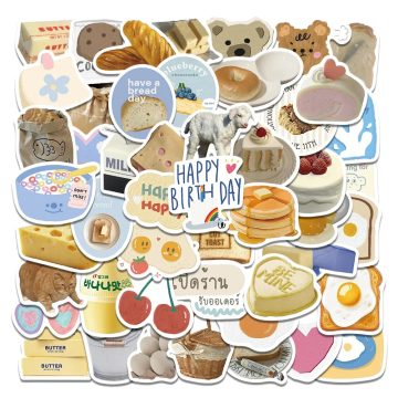 Retro Bread Food Kitchen Stickers - Household Goods Decal Collection