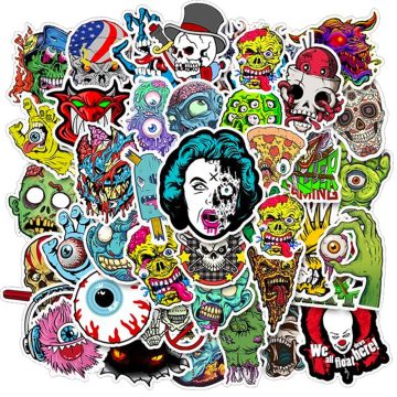 Horror Skull Zombie Stickers - Laptop Guitar Luggage Waterproof Decals