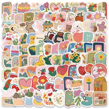 Colorful Cartoon Animal and Flower Stickers for DIY Decor