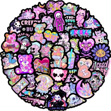 Cute Gothic Horror Halloween Skull Stickers - Graffiti DIY Skateboard Phone Motorcycle Notebook Bike