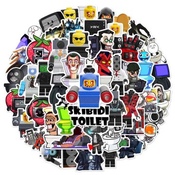 Skibidi Toilet Funny Cartoon Stickers - PVC Waterproof for Notebook Laptop Fridge Bike Wall Graffiti