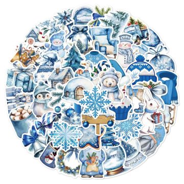 Blue Winter Graffiti Stickers Christmas Decal for Laptop Phone Helmet Skateboard