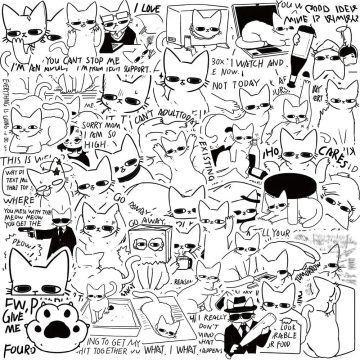 Black White Cat Meme Stickers - Vintage Animal Decals for Water Bottle Car