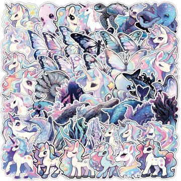 Cute Unicorn Graffiti Aesthetic Stickers - Cartoon Decals for Notebook Laptop Phone Suitcase Decoration