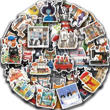 Cat Meme Funny Animal Stickers Art Toy DIY Kids Notebook Luggage Motorcycle Laptop Refrigerator Decals Graffiti