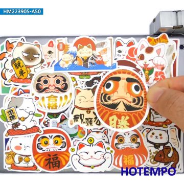 Lucky Cat Cartoon Stickers for Laptops and Journals
