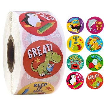Encouragement Sticker Roll with Cute Animals Teacher and Student Reward Labels