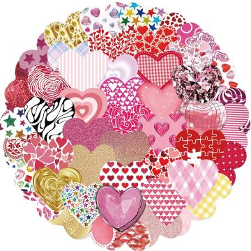 Pink Love Heart Stickers - Romantic Waterproof Graffiti DIY Gifts