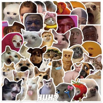 Kawaii Funny Cat Dog PVC Stickers - Aesthetic DIY for Hand Accounting