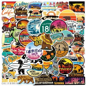 California Graffiti Stickers for Laptop, Phone, Water Bottle, Fridge, Scooter