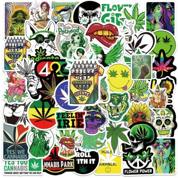 Funny Characters Leaves Weed Smoking Graffiti Stickers for Car, Luggage, Guitar, Laptop