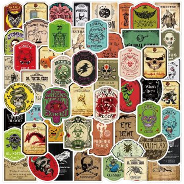 Vintage Halloween Zombie Potion Stickers for Car Decor