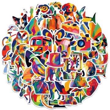 Colorful Cartoon Aesthetic Animal Waterproof Graffiti Stickers for Laptop, Water Bottle, and Luggage