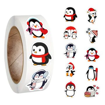 Penguin Christmas Stickers DIY Gift Seal Labels for Packaging and Envelopes