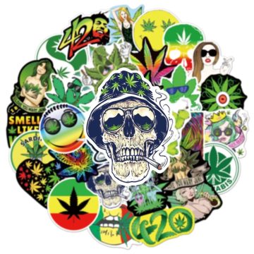 Weed Smoking Waterproof Stickers - PVC Decals for Suitcase Motorcycle Bike Car