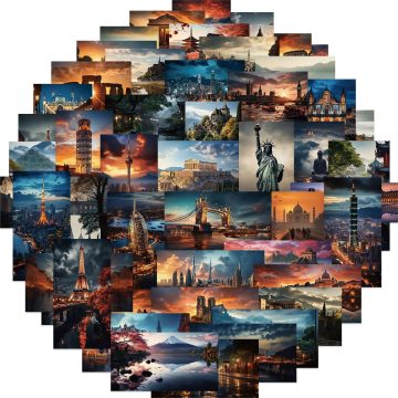 Global Famous Travel City Landscape Stickers for Phone Laptop