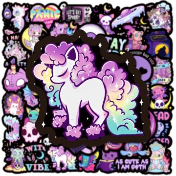 Gothic Skull Purple Stickers - Cartoon Waterproof Laptop Skateboard Decals