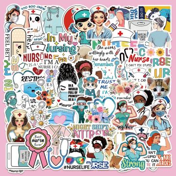 Cartoon Doctor Nurse Stickers for Helmet, Wall, DIY Decoration