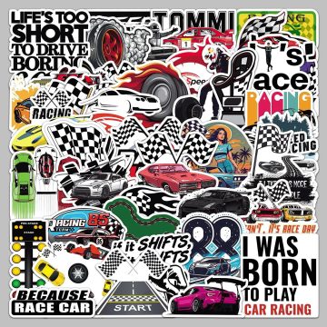 Cartoon Racing Stickers for Helmet, Wall, Desktop Decoration