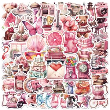 Kawaii Pink Graffiti Decals for Suitcase Scrapbook Laptop
