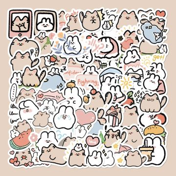 Cute Cat Bunny Stickers for Helmet, Wall, DIY Decoration