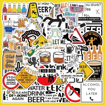 Creative Beer Animation Graffiti Stickers for Helmet, Wall, and DIY Decoration