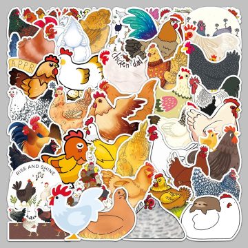 Cute Chicken Cartoon Stickers for Helmet, Wall, DIY Decoration